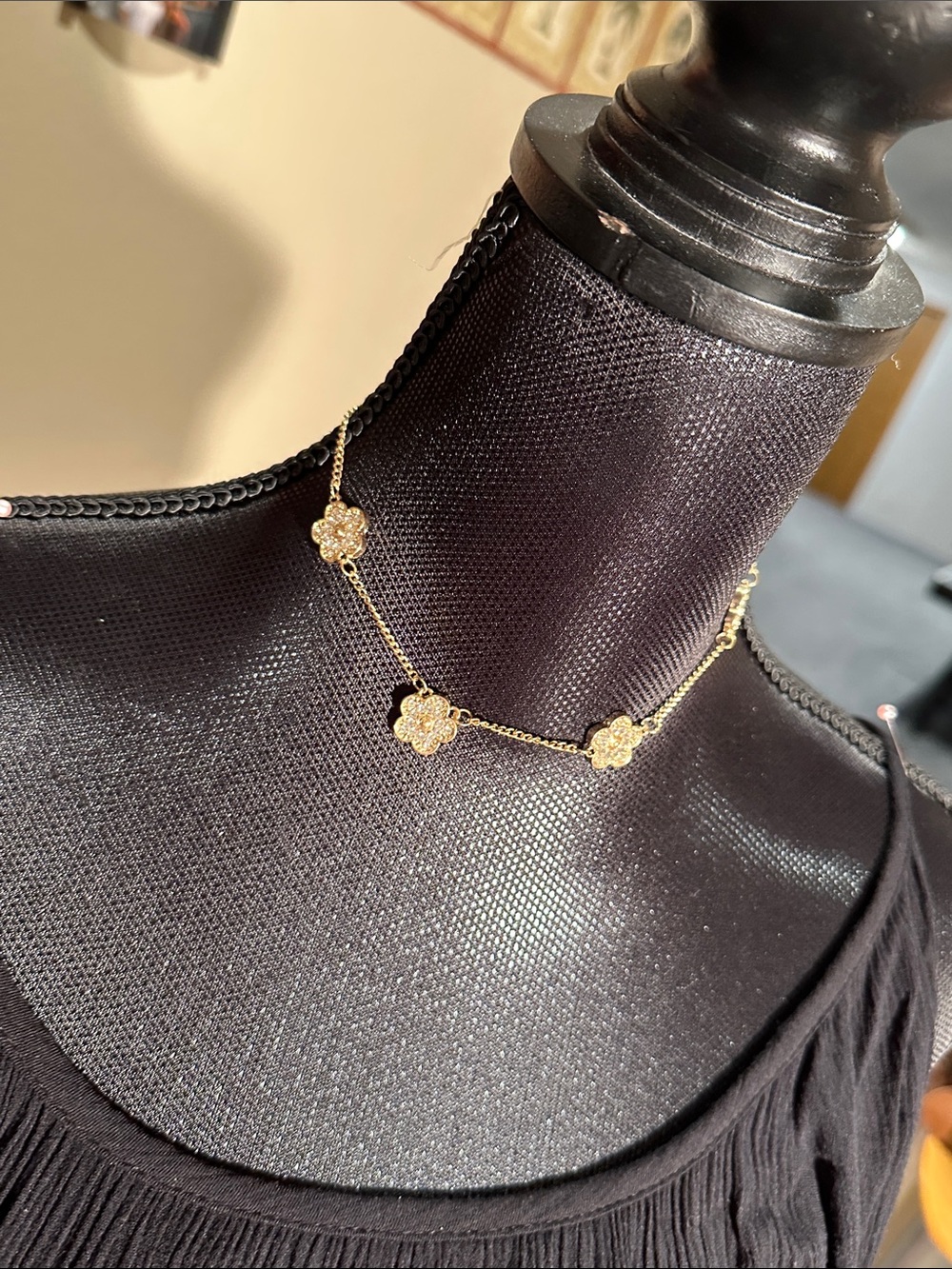 Gold Clover Station Necklace for Women - Picture 1 of 5